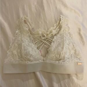 size xs/s white victoria’s secret/pink lace sexy strappy bralette